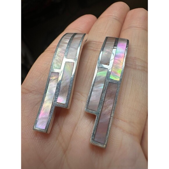 925 sterling silver mother of pearl artisan earrings